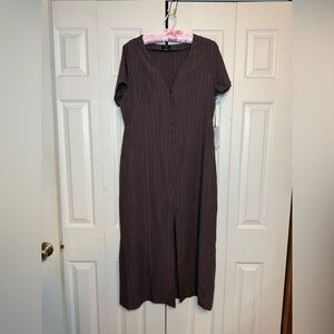 RVCA Brown Maxi Dress with Button Detail